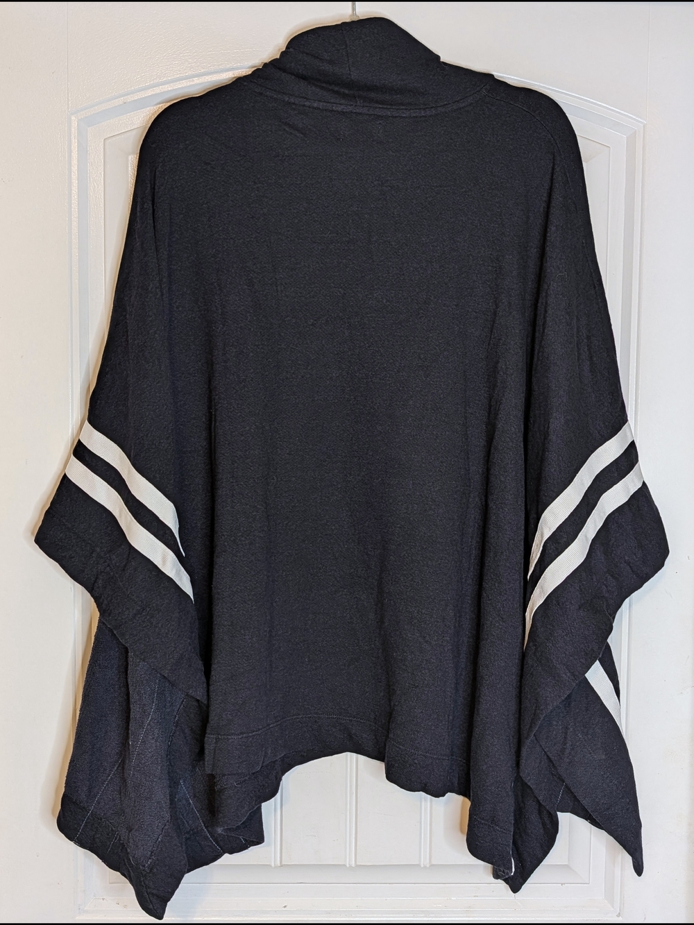 Sundry Black with White Stripes Cowl Neck Poncho One Size - Picture 9 of 13